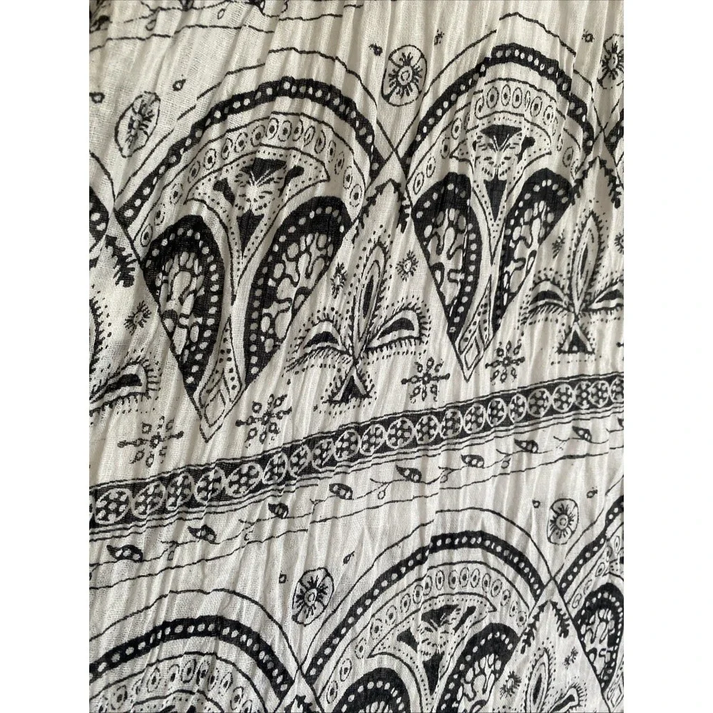 Sasha Collections Boho Maxi Skirt Womens Size M Black White Paisley Cotton Gauze